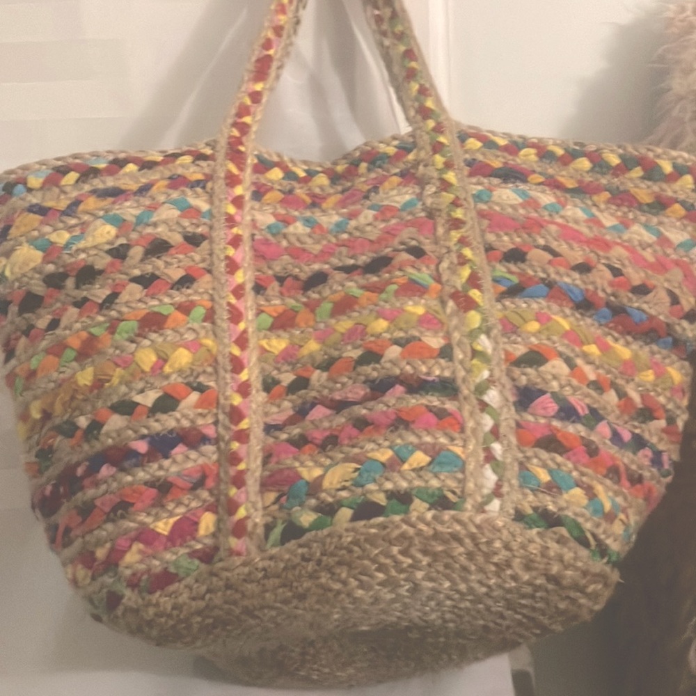 Multicolor Woven Tote Bag